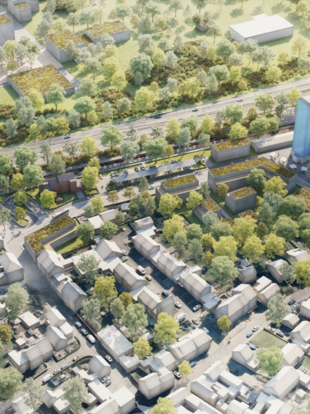 Visualisierung des zukünftigen bahnhofsquartiers in Jüchen