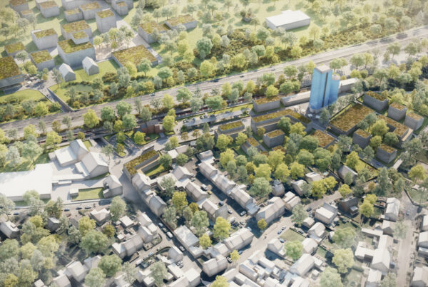 Visualisierung des zukünftigen bahnhofsquartiers in Jüchen