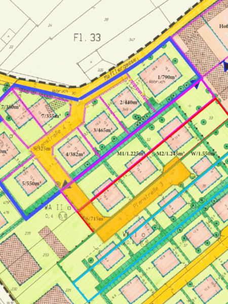 Plan us Quartierskonzept Ulmenhof, Meftlergasse in Bedburg-Kirchherten