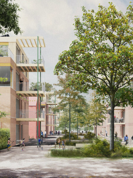 Rendering vom autoarmen Quartier in Meerbusch