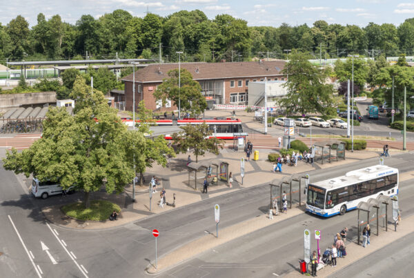 Bahnhof Dinslaken; Ansicht von schräg oben