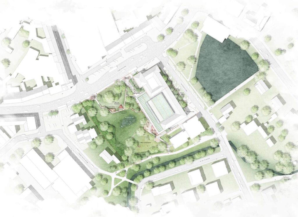 Lageplan des 1. Preises zum Wettbewerb des Brainergy Forums in Jülich. Quelle: Stadt Jülich/Lorber Paul Architekten mit KRAFT.RAUM